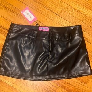 Black Faux Leather Mini Skirt